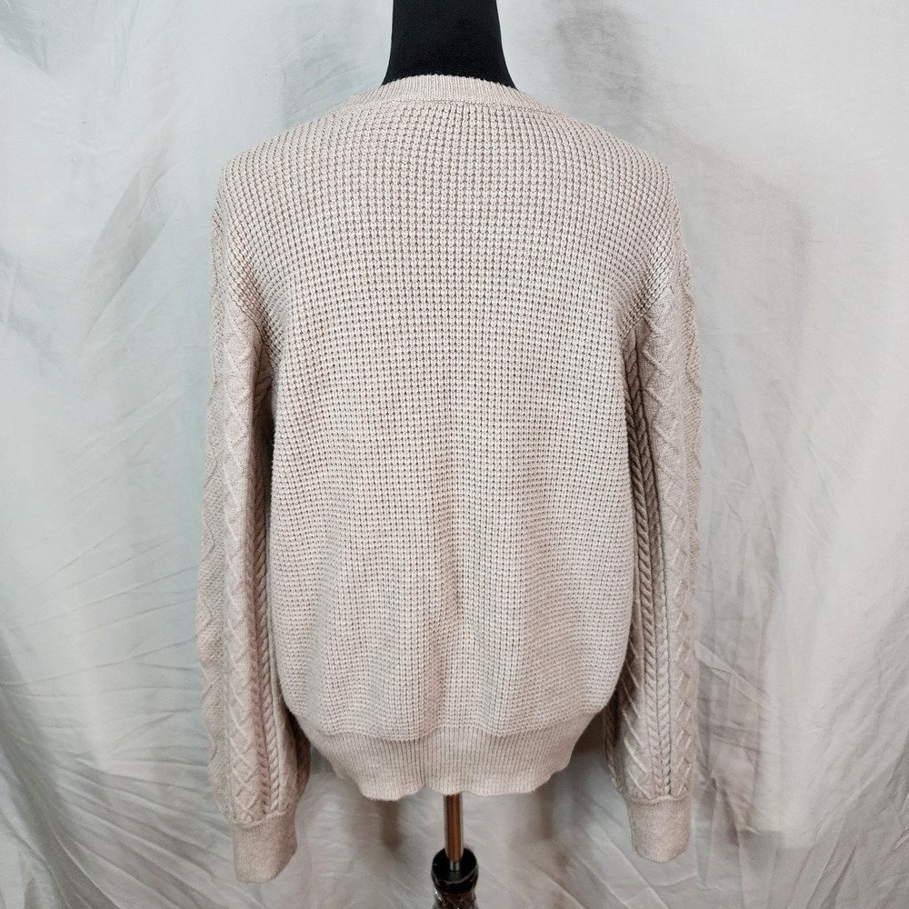 New! CYRUS Size XL Beige Soft & Cozy‎ Rayon Blend Cable Knit Crew Neck Sweater - Picture 5 of 10